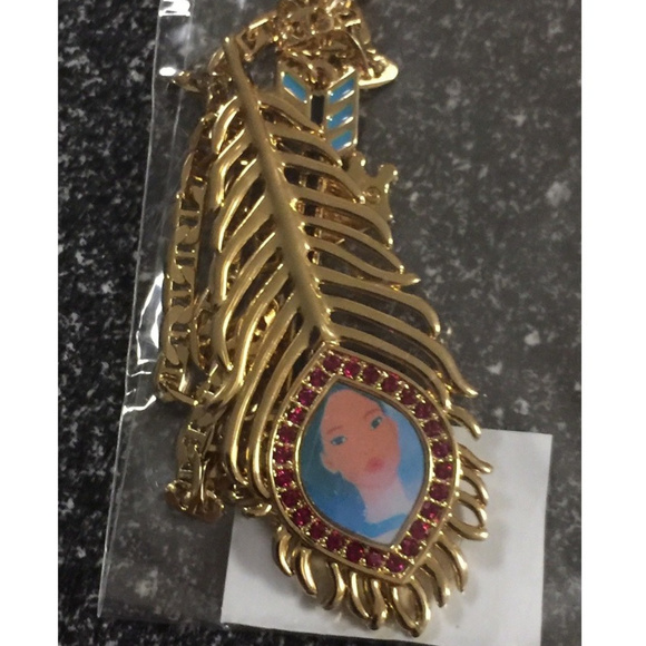 Disney Jewelry - DISNEY COUTURE POCAHONTAS 14KT GP FEATHER NECKLACE